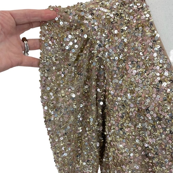 NWT Mac Duggal Sequined Dress 18 Gold - Picture 9 of 16